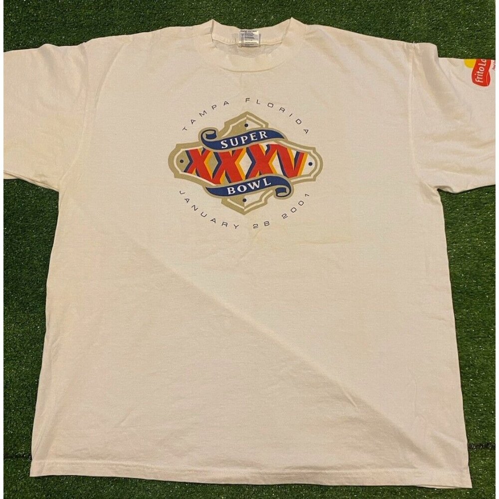 Vintage Super Bowl XXXV shirt men extra large 35 white Tampa Bay NFL Y2K promo O